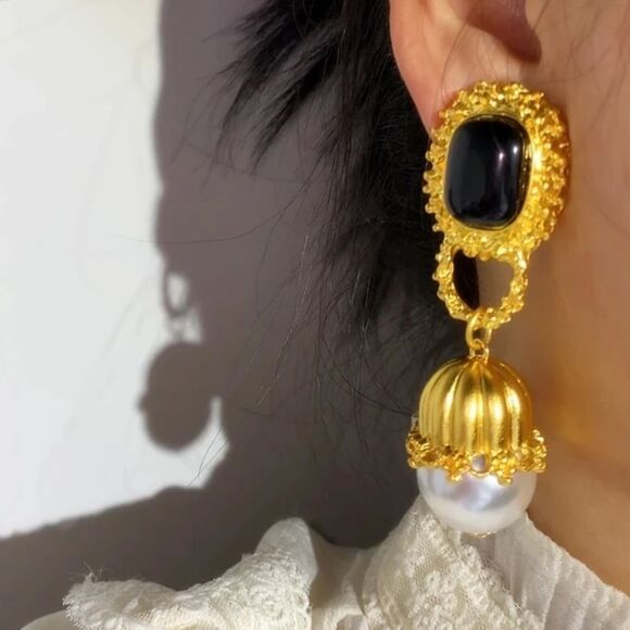 Retro pearl drop earrings A40 - Picture 1 of 9